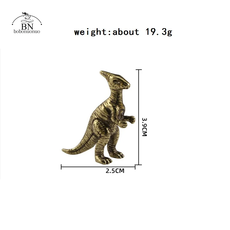 Copper Ancient Animal Parasaurolophus Statue Car Decoration Craft Home Decor Accessories Retro Brass Dinosaur Miniature Figure