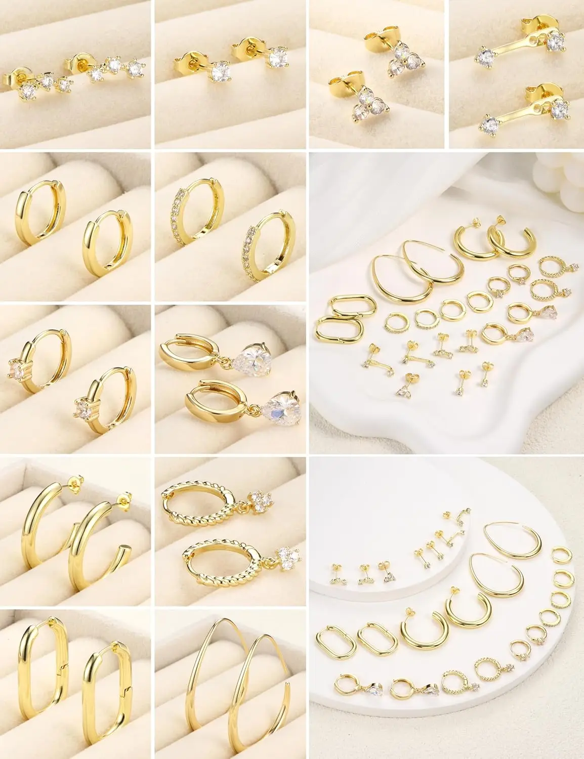 

Bobisty 12Pairs 14K Gold Plated Hoop Earrings Set for Women Hypoallergenic Cartilage Stud Earring Stacks for Multiple Piercing