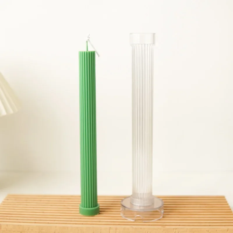27cm Long Pole Cylindrical Candle Mold DIY Pinstripe Cylindrical Candle Making Supplies Easy To Release Durable Plastic Mould