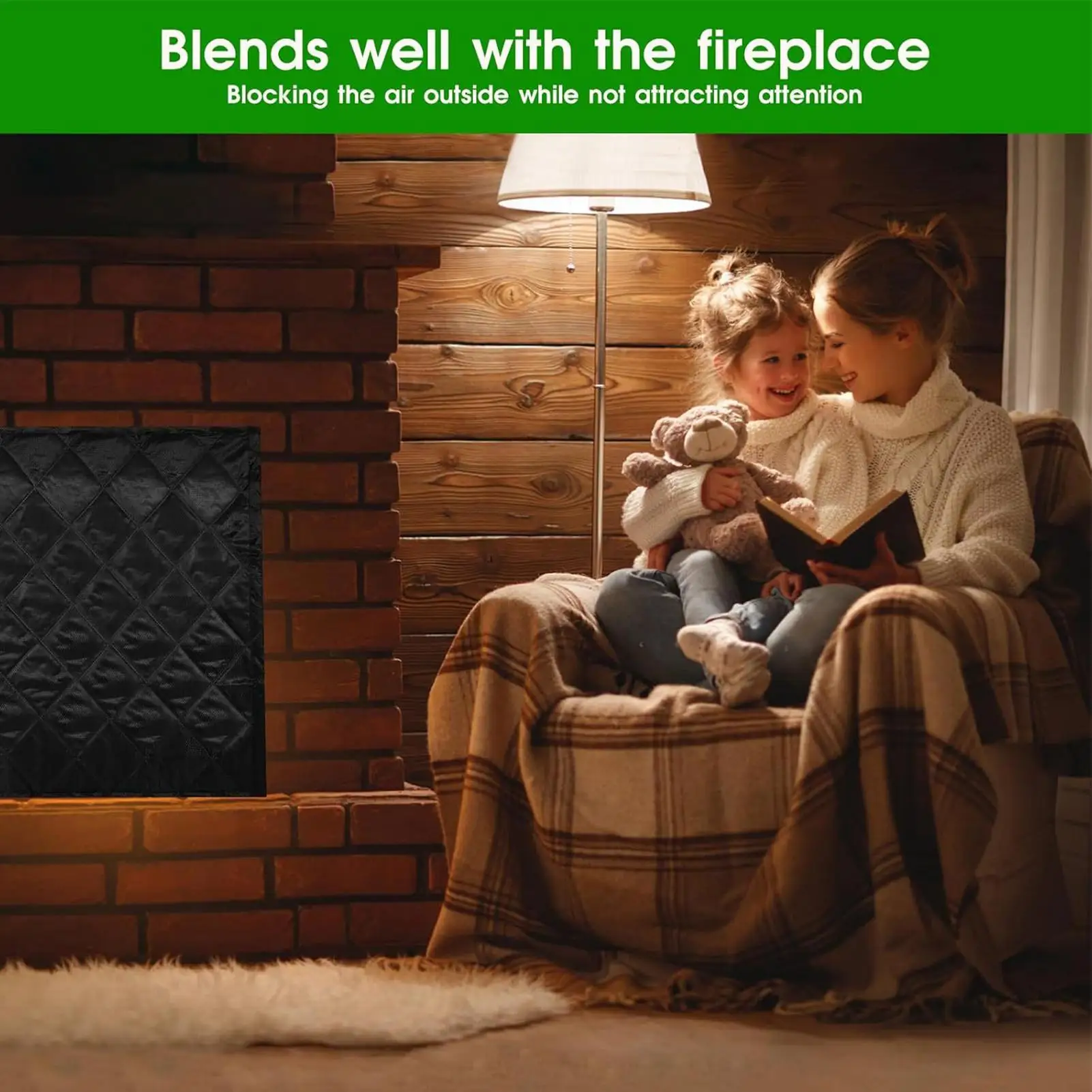 Copertura per caminetto per il soggiorno Coperta magnetica per la prevenzione della perdita di calore Coperta per blocco della perdita di calore per Natale Inverno