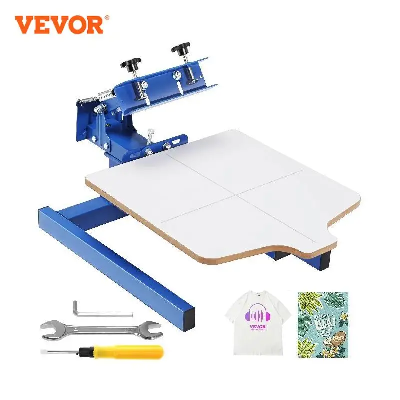 

VEVOR 1 Color 1 Station Silk Screening Screenprint 54x45cm Press Screen Printing Machine Adjustable Tension for T-Shirts DIY