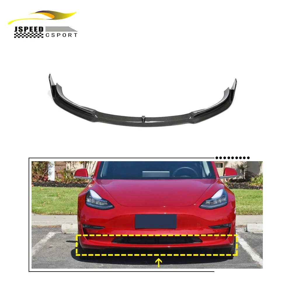 Fits for Tesla Model 3 Sedan 2017-2021 Front Bumper Lip Chin Spoiler Real Carbon