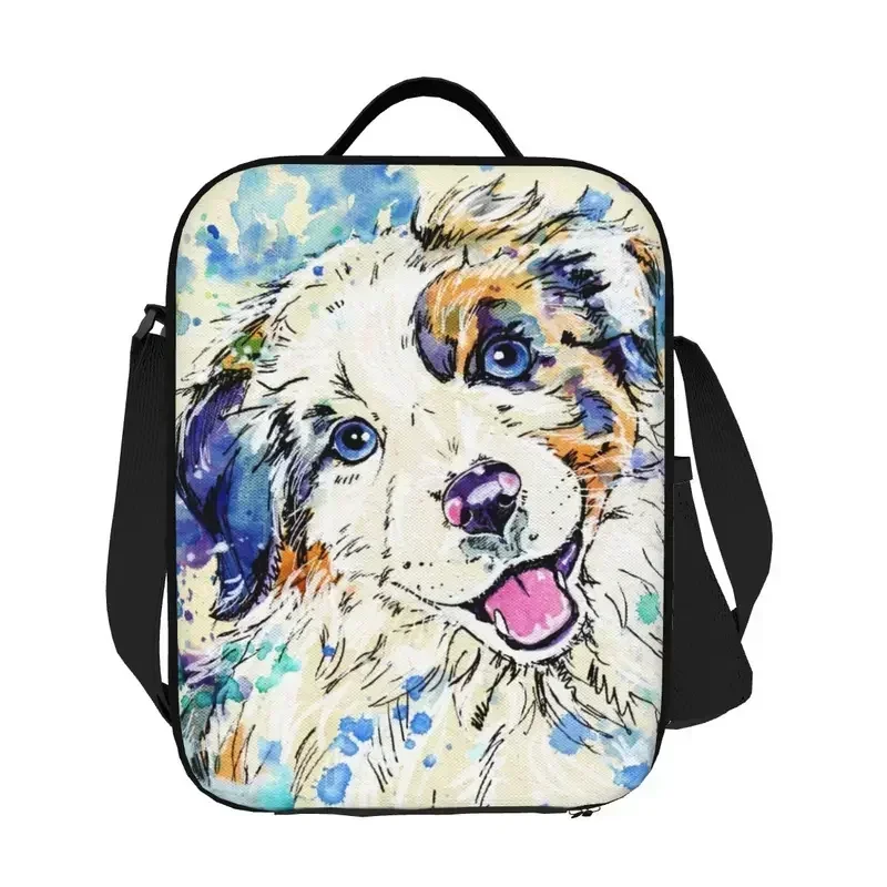 حقيبة غداء معزولة للطعام ومبرد حراري محمول على شكل كلب الراعي الأسترالي لأطفال المدارس