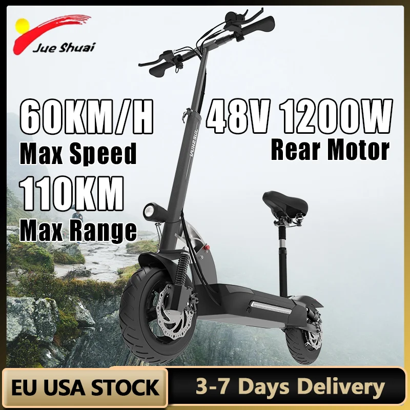 Big Sale Electric Scooter 1200W Strong Motor Scooter Electric 60KM/H Max Speed Trottinettes électriques 10'' Pneumatic Tyres