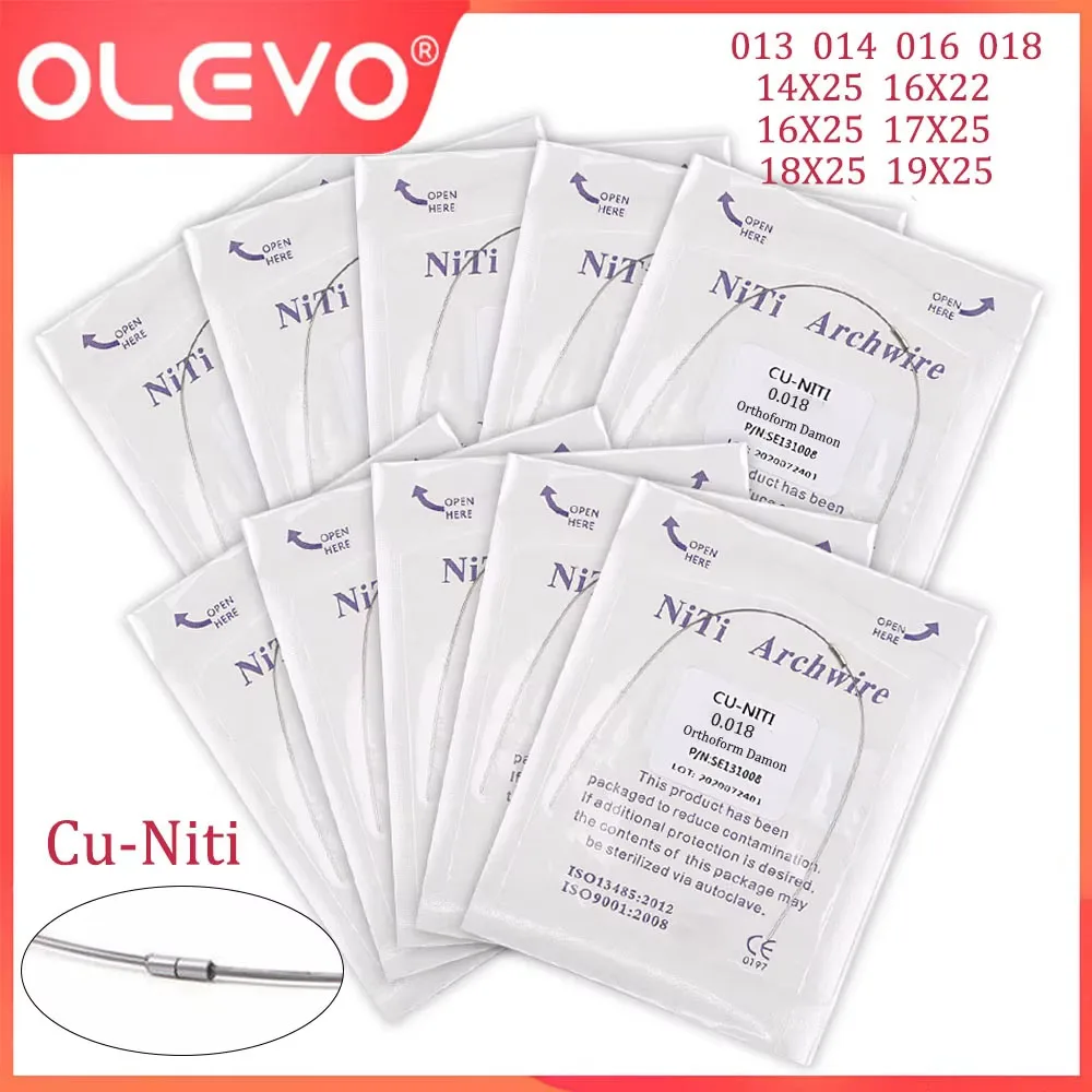 OLEVO 10 Packs Dental Orthodontic Wires Cu NiTi Archwires Copper Nickel Titanium Round Natural Arch Wires With Stops Damon Form