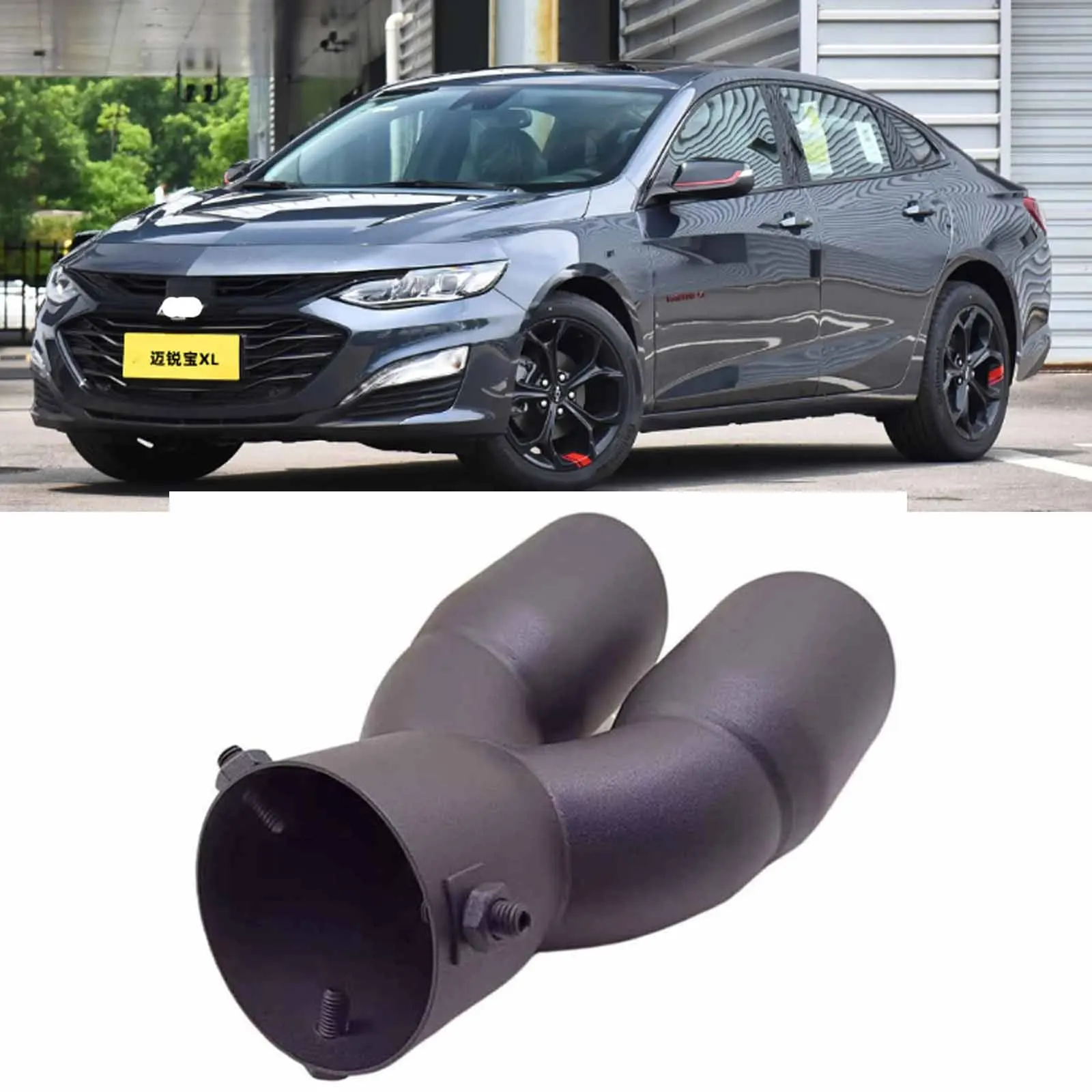 

Car Exhaust Muffler Tip 76mm Inlet 81mm Outlet Stainless Steel Tail Throat Tailpipe Dual Outlet Rear Exhaust Pipe Modification