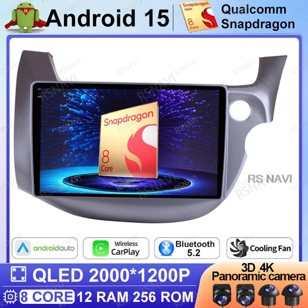 

Автомобильный радиоприемник Android 15 для HONDA FIT JAZZ 2007-2013 DVD Viedo Player Qualcomm 5G WIFI Головное устройство QLED DSP Навигация GPS Стерео BT