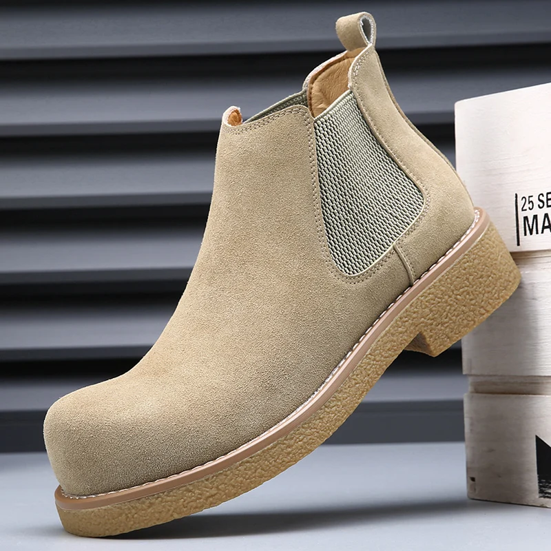 

2025 New Men's Big Yellow Boots Durable Anti - Skid Sole High - Top Chunky Sole Winter Fleece Lined British Work Boots Motorcycl