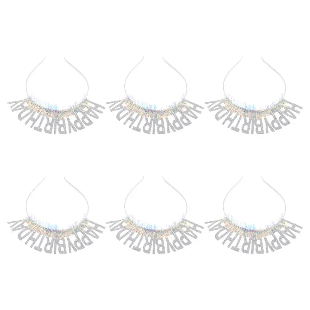 

6Pcs Happy Birthday Hair Bands Glitter Gold Tinsel Accents Universal Message Comfort Fit Birthday Celebration Accessories Party