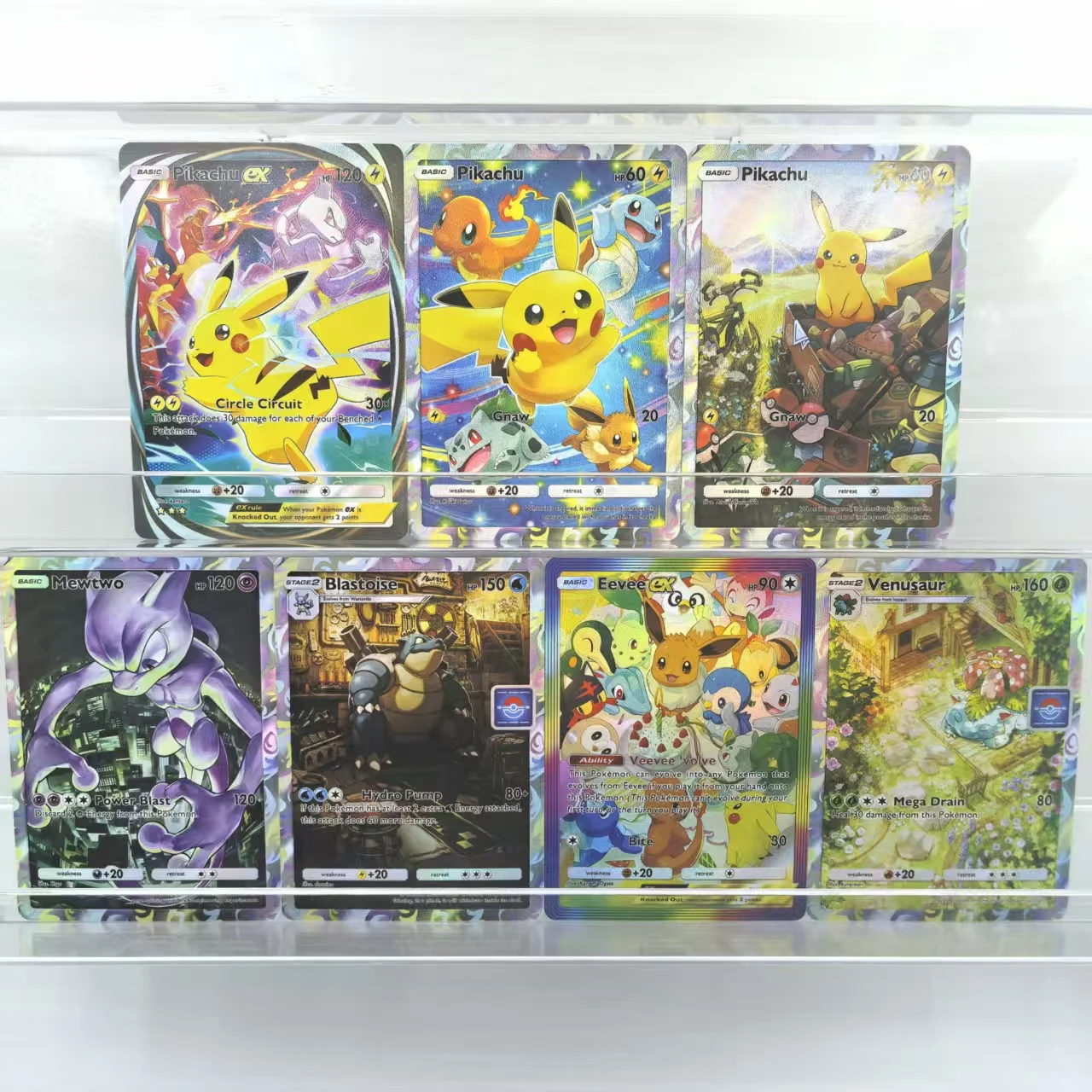 

7 шт. TCG Pokemon POCKET английские коллекционные карты Пикачу Metwo Evee Blastoise Venusaur EX классическая игра аниме карты подарочные игрушки