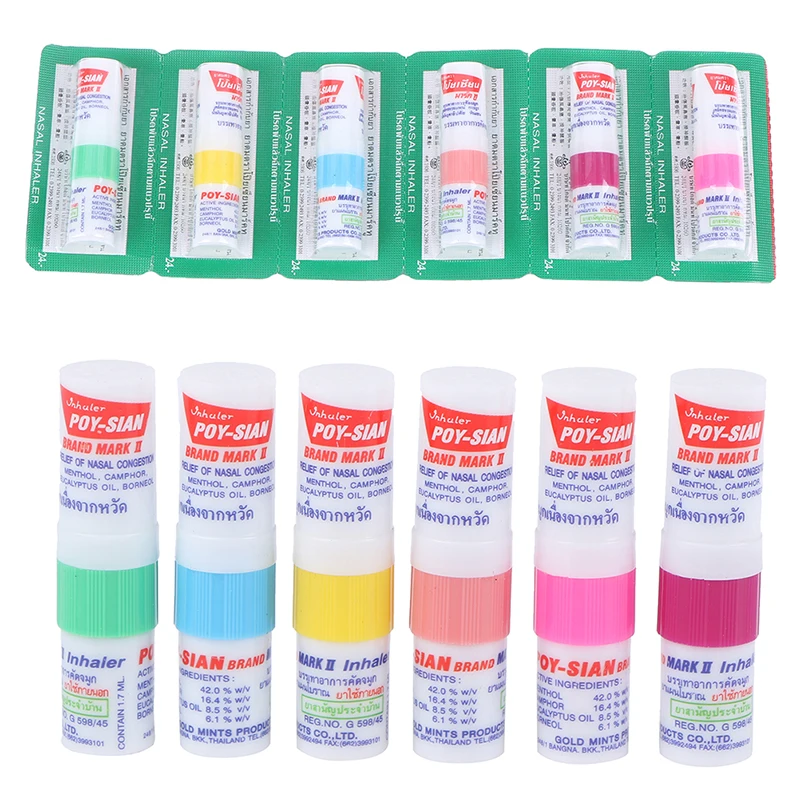 6 Pieces Thailand Eight Immortals Mint Pass Nose Peppermint Oil Cool Nasal Refreshing Students Cool Oil Eight Cents Tube