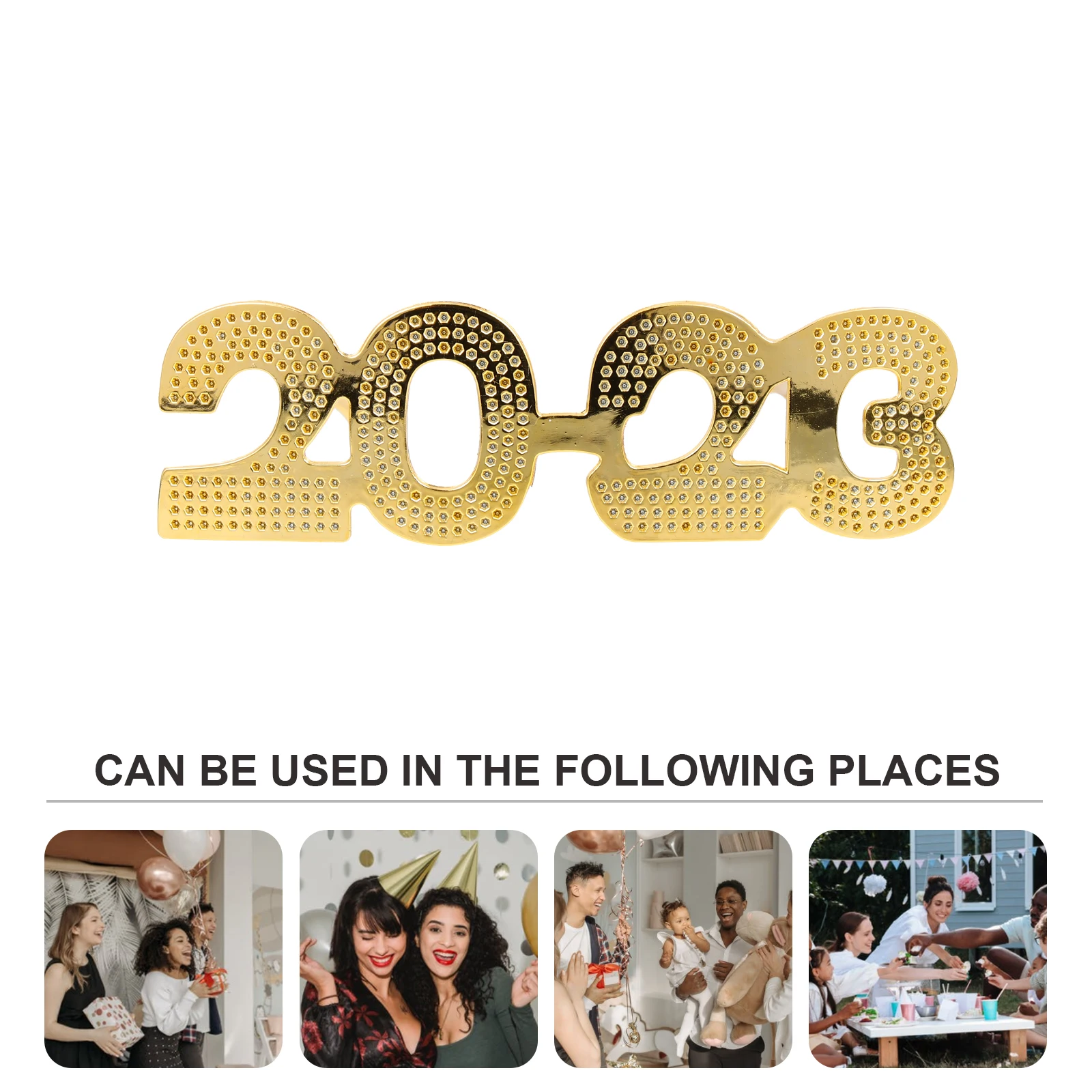 

Glasses Straight Plate New Year Party Photo Props Year's Eve Supplies Wedding Number Frames