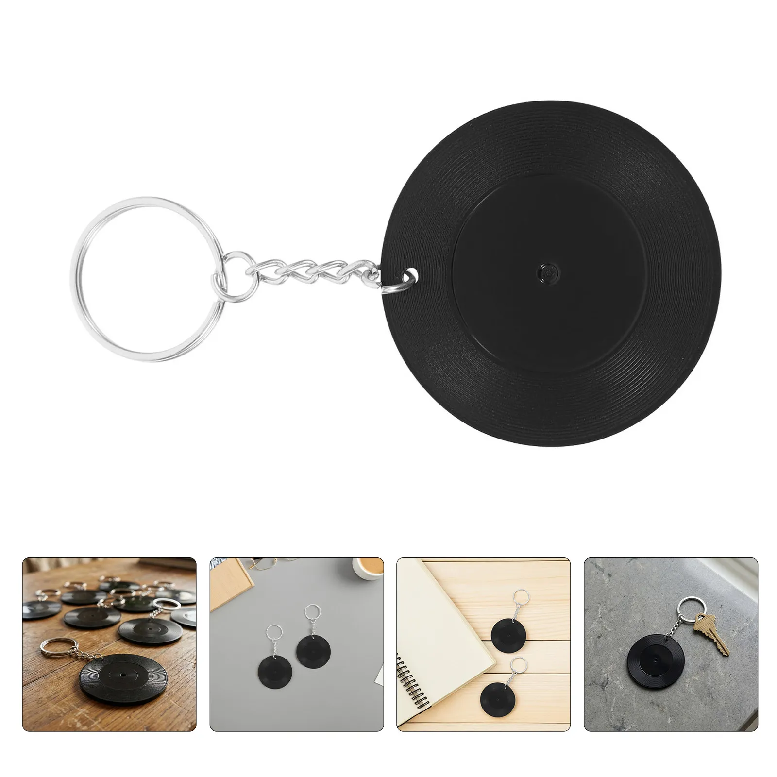10Pcs Mini Cd Coaster Retro Keychain Vintage Vinyl Record Charm Music Dj Party Favor Music Fans Keyring Record Keychain
