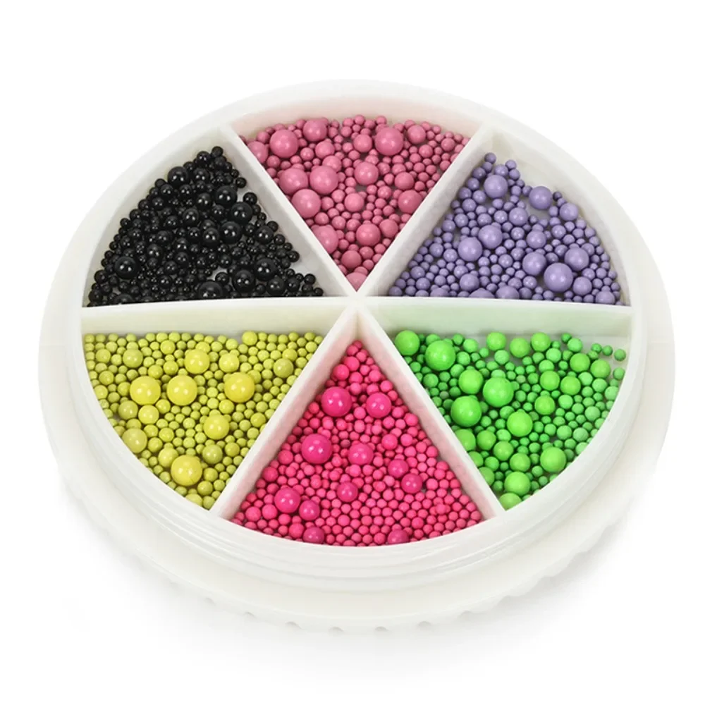 6 Grids Nail Art Tiny Steel Caviar Beads Mulit Size 3D Design Colorful Jewelry Manicure Tool DIY Nail Decoration Nail Sticker