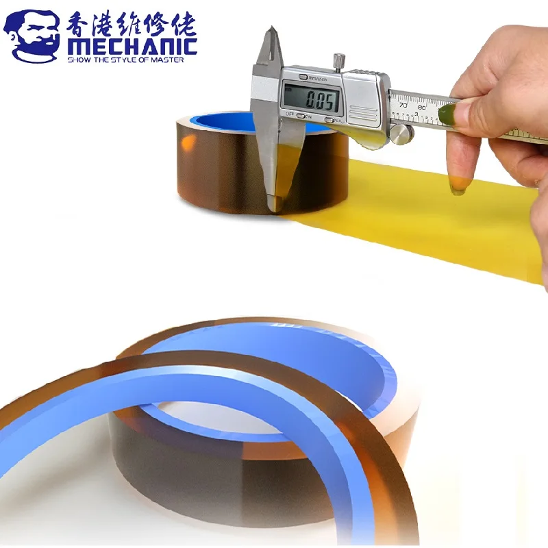 MECHANIC 25m 5-50mm Electronic Tape Polyimide Adhesive Insulated 400℃ Heat Resistant Tape For Circuit Board Battery Protection