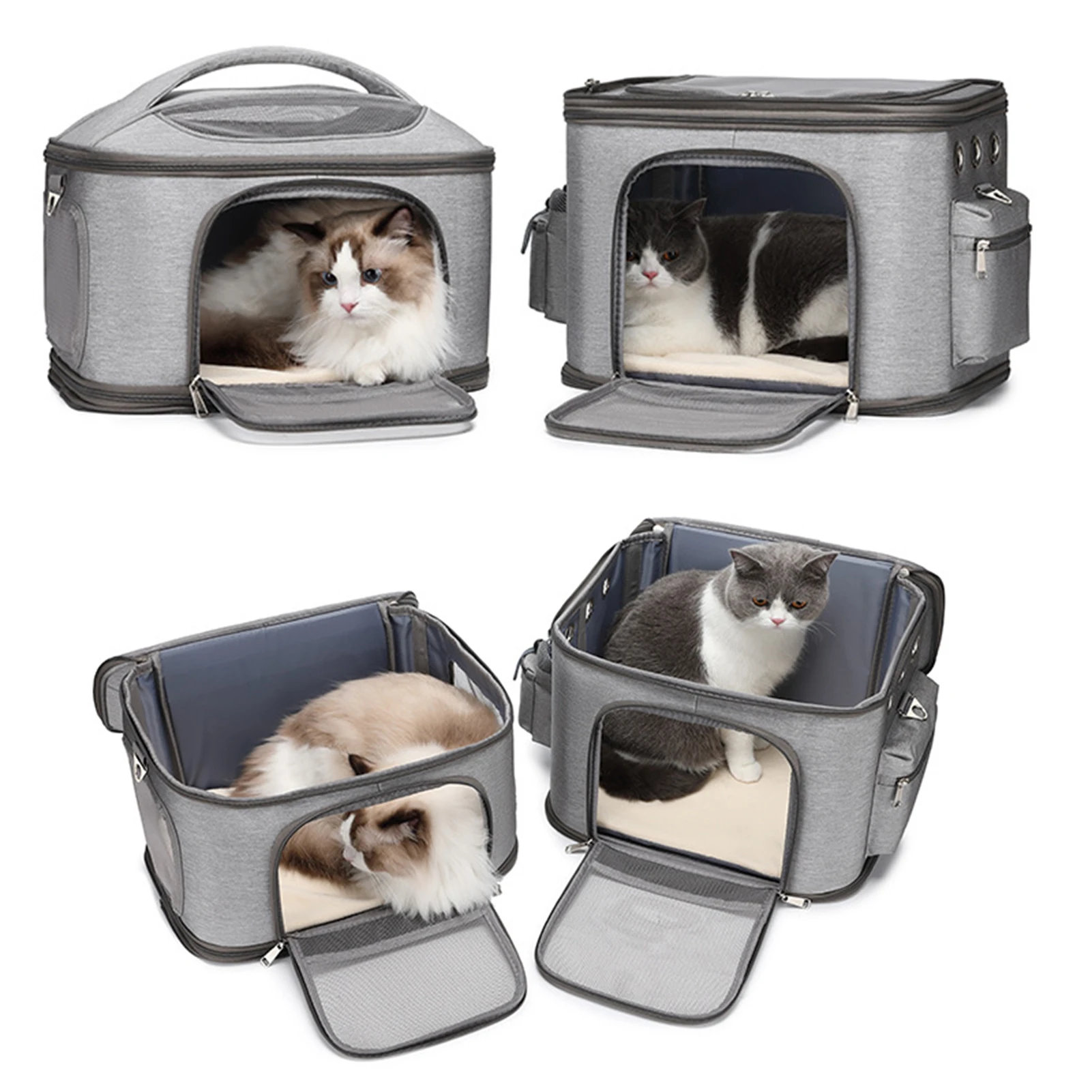 Imagem -02 - Mochila Destacável de Dupla Camada Gato Transportadora Respirável Durável Confortável Bolsa de Ombro para Viagem Gatos