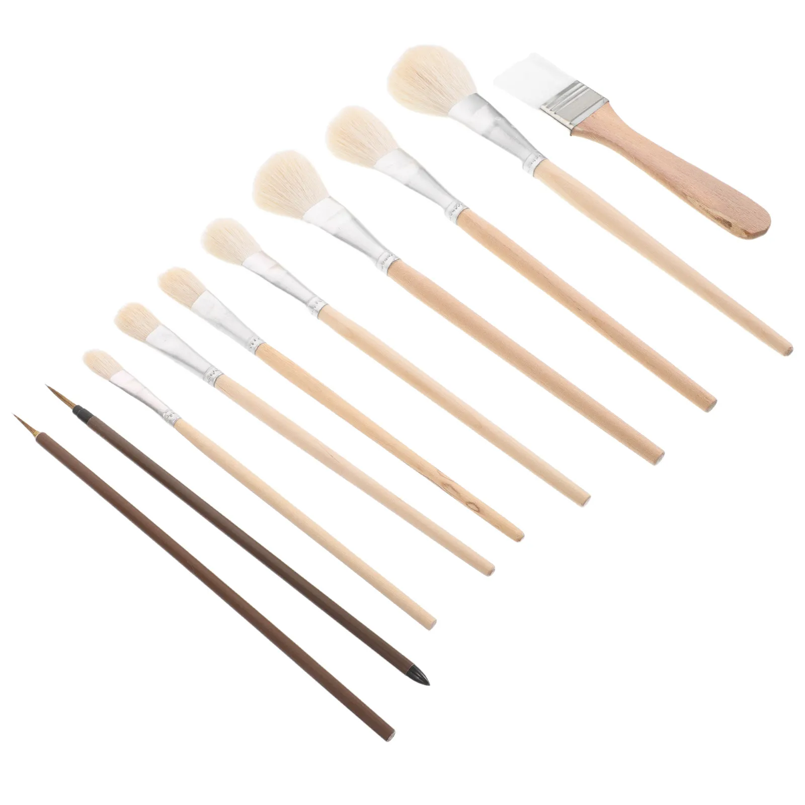 1Set Versatile Paint Brushes Set Oil Watercolor Pottery Glaze Painting Soft Fine Bristles Ergonomic Handle Detail Work Craft
