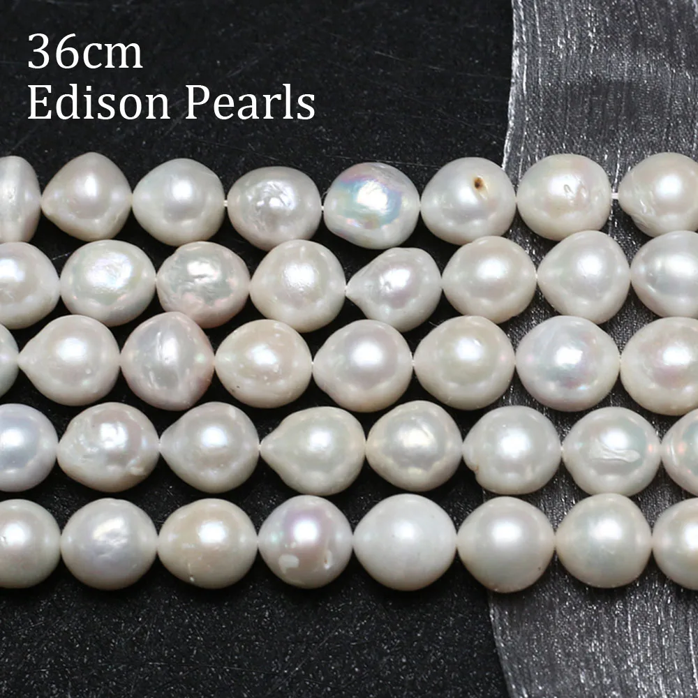 

11-12mm Edison Round Pearls White Natural Freshwater Pearls Beads for Jewelry Making Supplies DIY Necklace Bracelet Accessories