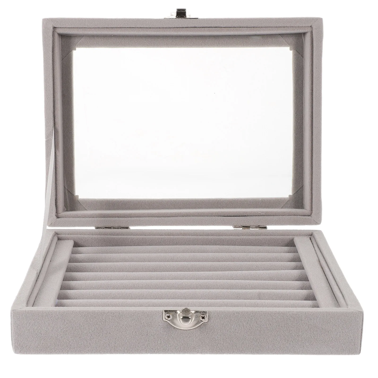 

Transparent Ring Jewelry Box Clear Lid Multi-Compartment Storage For Earrings Necklaces Bracelets Stackable Organizer