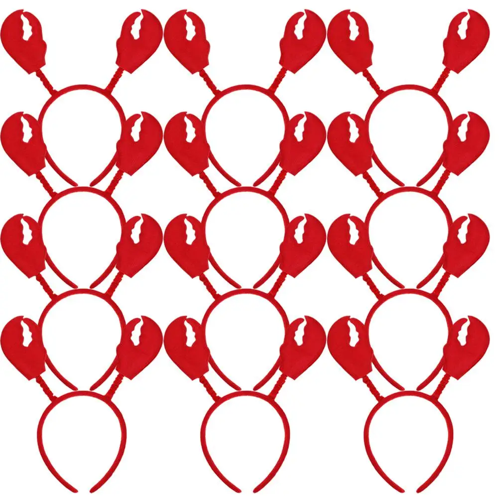

12Pcs Crab Headband Red Claw Shape Hair Decor for Women Girls Halloween Party Photoshoot Kids Adult Creative Props