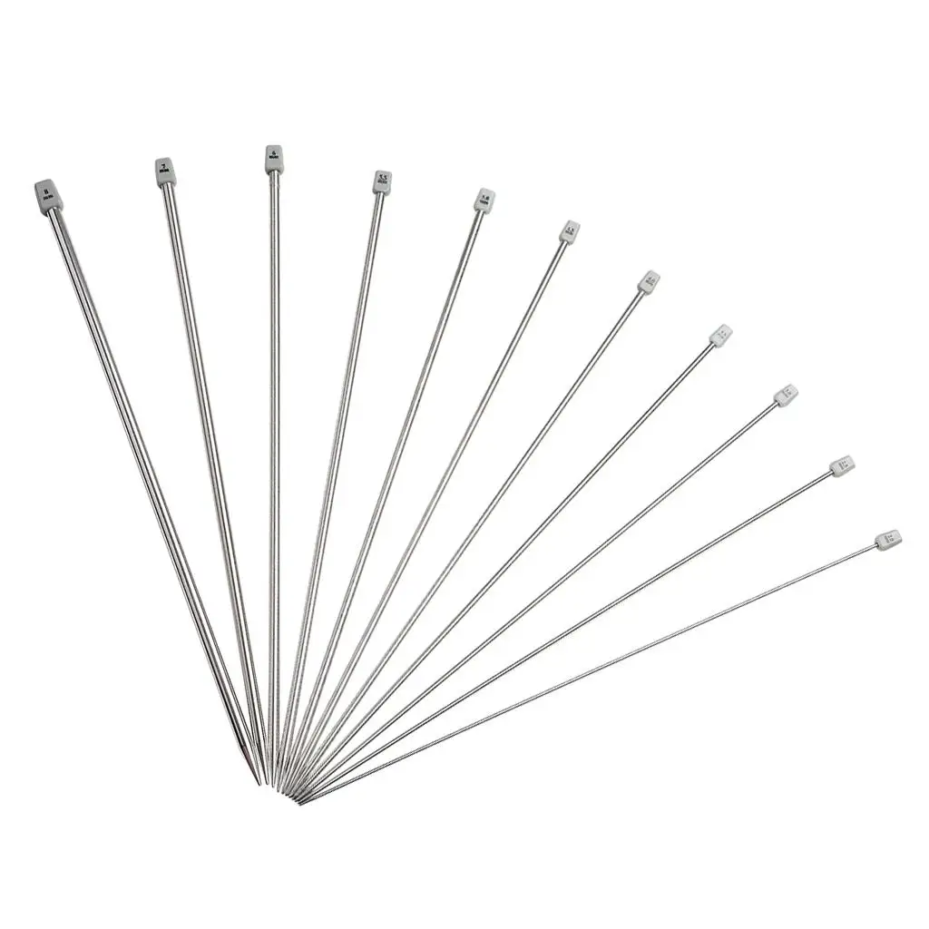 22pcs/11Pairs Stainless Steel Knitting Set 2-8mm Single Pointed