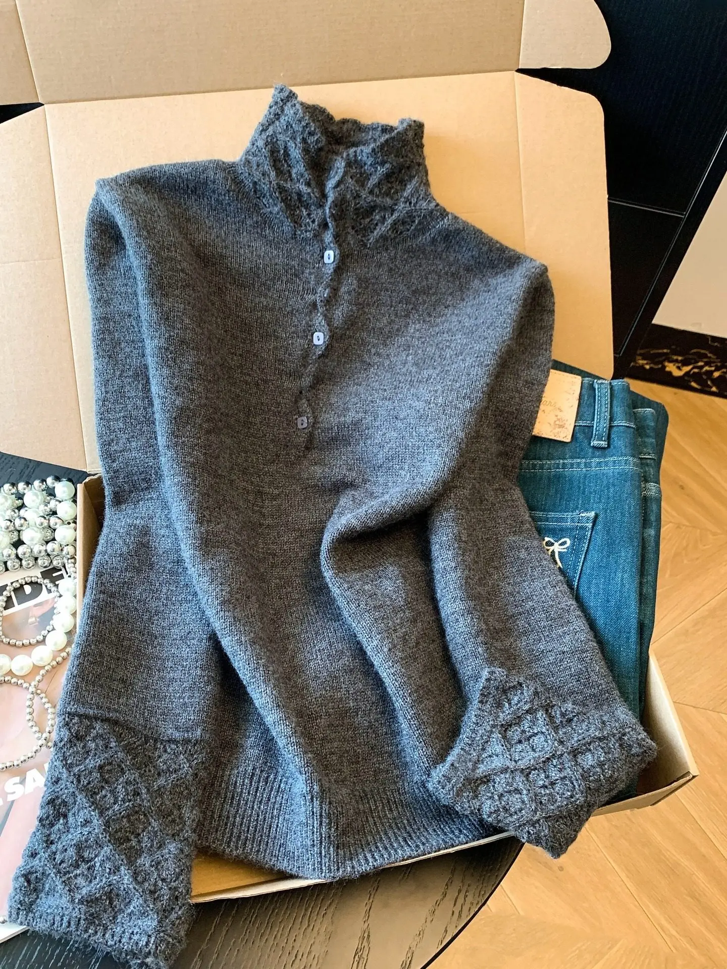 

Thickened Hollow out High Collar Women's Knitted Sweater Autumn Winter Korean Style Inner Wear Casual Comfortable Polyester F...