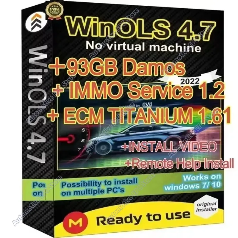 New ECU Programming Tool Winols 4.7 Software 93GB Damos Files +ECM TITANIUM 26100+ Immo Service Tool V1.2 for auto car software