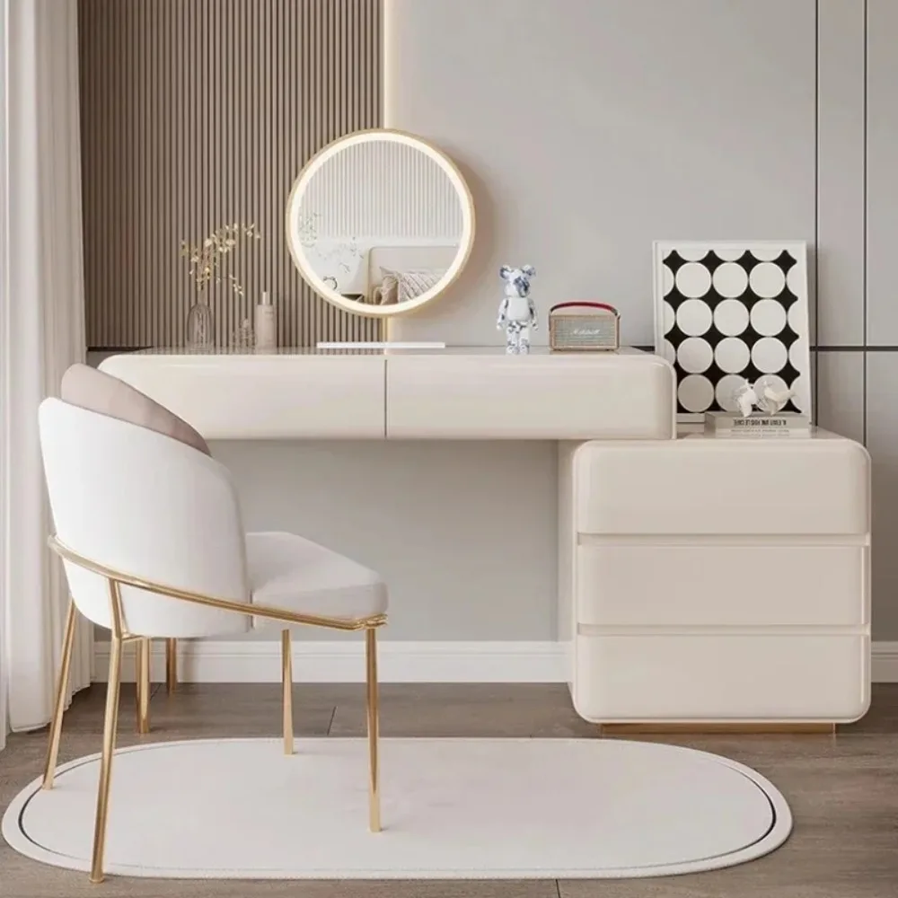 Nordic Design Vanity Table with Makeup Chair – Aesthetic Dressing Table for Women, Stylish Makeup Cabinet and Decor