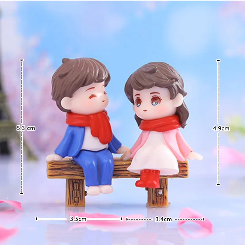 Boy Girl Dating Miniatures Figurines Couple Lover Cute Character Garden Ornament Wedding Decoration Cake Car Home Modern Craft