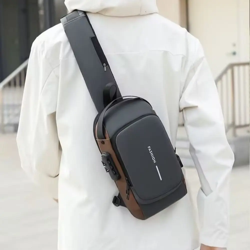 

Противоугонная мужская нагрудная сумка с паролем, водонепроницаемая мужская многофункциональная сумка на плечо, большая вместительная сумка с несколькими карманами