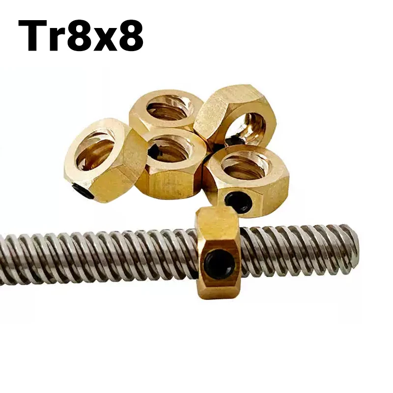 10Pcs Brass Lead Screw Tension Nut Tensioning Copper Hex Hexagon Nut OD 13mm Hex Nut Thread Tr8x8 3D Printer Parts