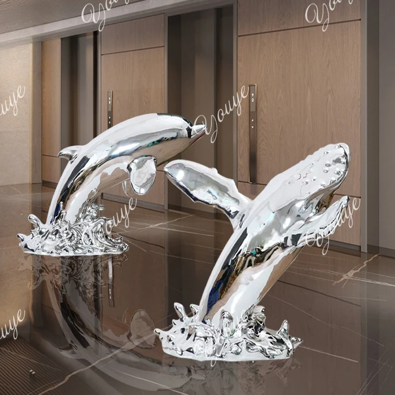Whale sculpture ornament dolphin shark floor decoration sales office staircase fiberglass artwork