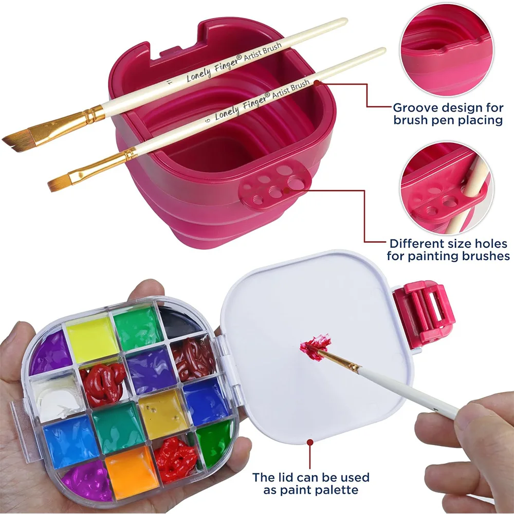 Leerer Farborganizer mit 16 Wellen und luftdichter Konservierung, Palettenbox für Aquarell-Gouache-Acrylfarbe (ohne Farbe)