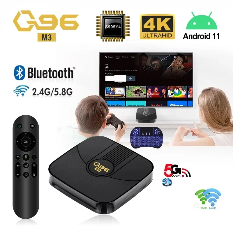 Q96 M3 TV, pudełko Android 11 Amlogic S905Y4 5G Bluetooth HDR10 4K 3D AV1 PK H.265 sterowanie głosowe iptv 64GB odtwarzacz multimedialny G31 MP2