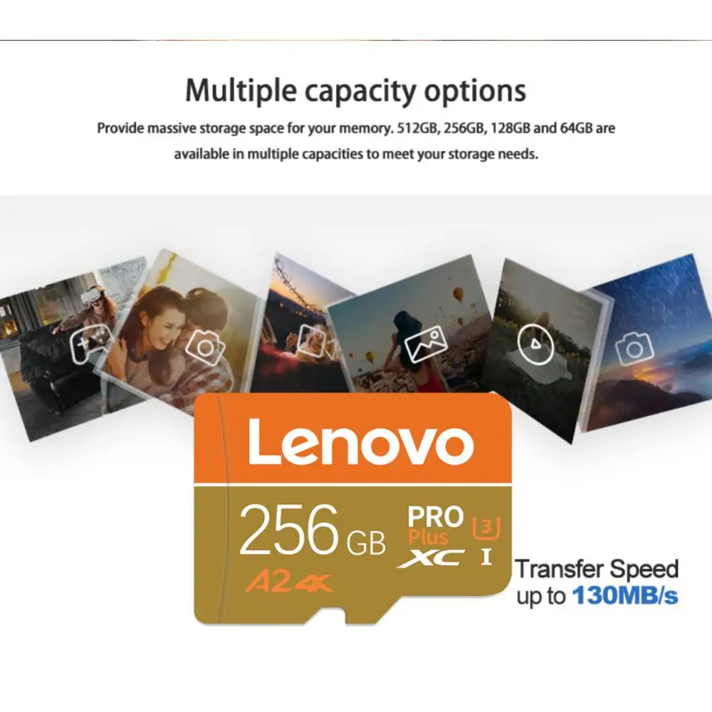 Lenovo 2TB Micro TF SD Card U3 High Speed 1TB SD Card A2 TF Card 512GB Memory Card 128GB For Camera UAV SD Adapter