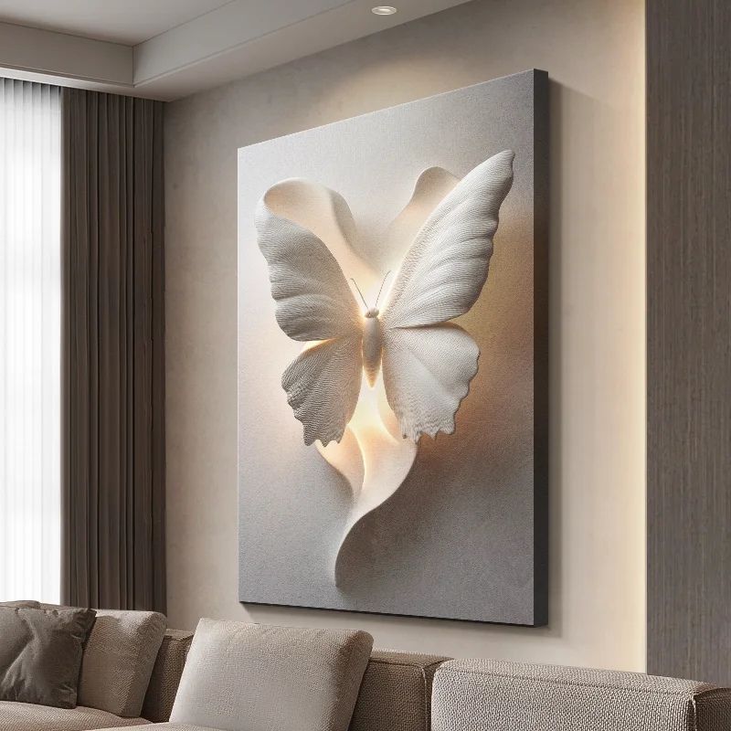 Premium Butterfly Living Room Floor Decoration Painting Relief Sofa Background Wall Mural Painting Led Room Light Wall Led Lamp