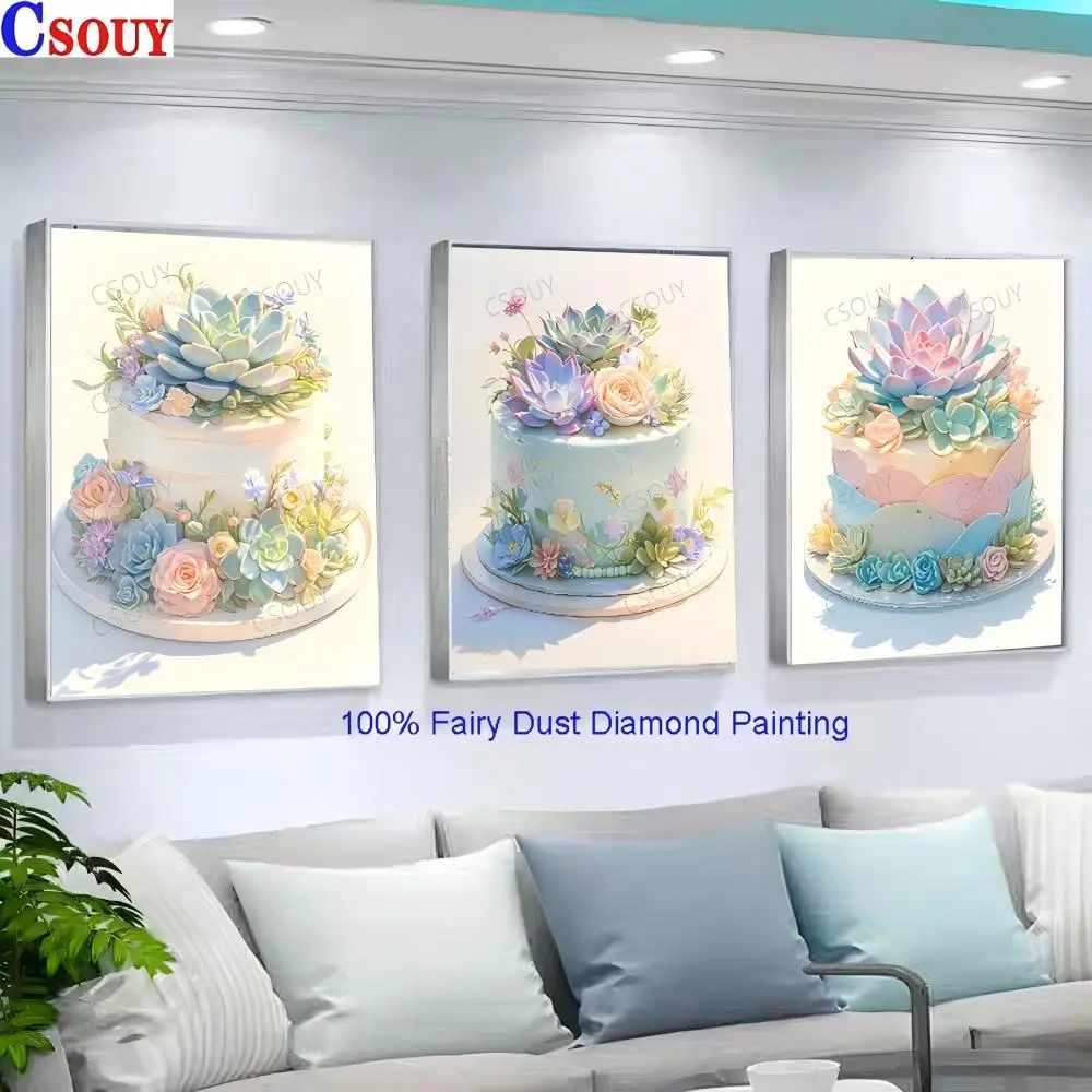 

100% Fairy Dust Diy Diamond Painting Cross Stitch Pot succulent flower 5D Embroidery Square Mosaic Home Decor Needlework Crystal