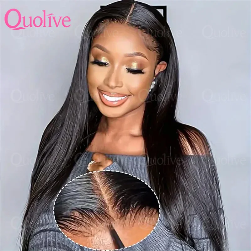 

Wear And Go 4x4 5x5 Прямой бесклеевой парик из человеческих волос Готов к ношению Бразильские парики с застежкой спереди 13x6 Hd Кружевной фронтальный парик