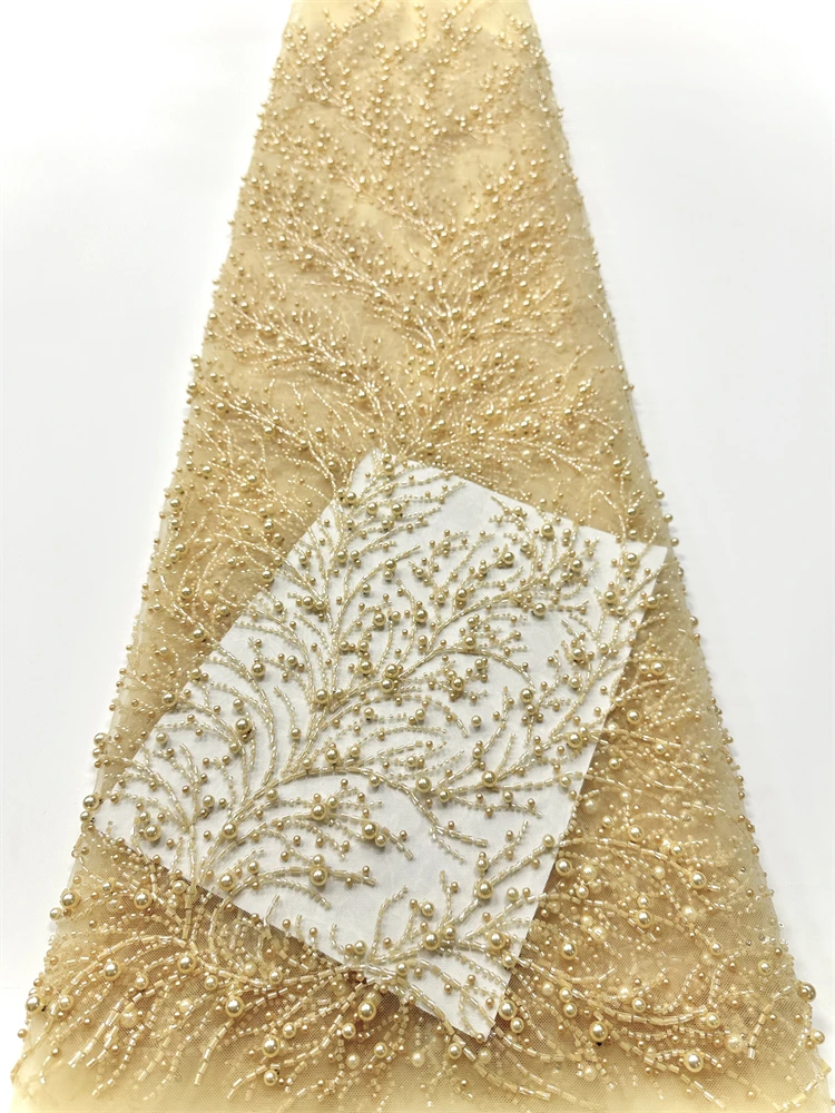 شعبية مطرز النسيج مع الترتر التطريز الأفريقي نيجيريا اللؤلؤ الدانتيل الفرنسي شبكة الدانتيل لفستان الحفلات فساتين الزفاف