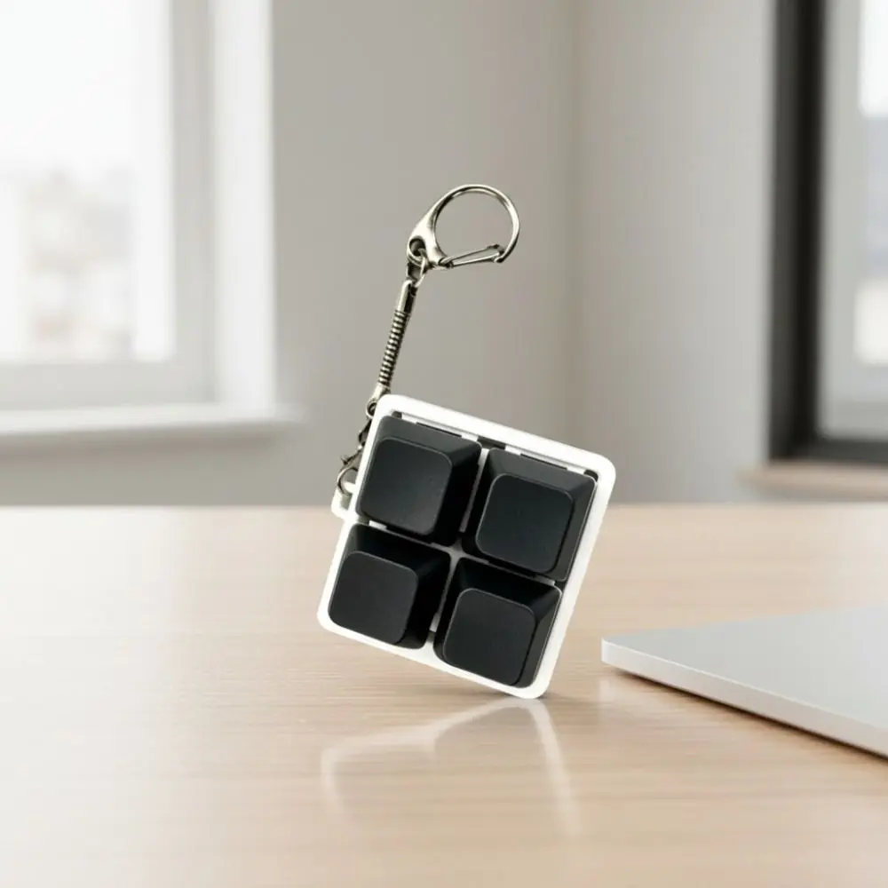 Square 4 Buttons Keyboard Key Chain Easy To Press Macaron Color 2x2 Keyboard Fidget Mini Keyboard Keycap Key Chain Gifts