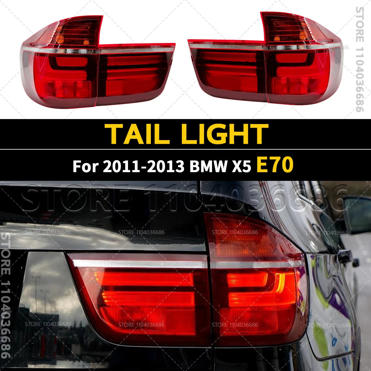 

For 2011 2012 2013 E70 BMW X5 35dx 35ix 50ix M with LED Bulb Rear Tail Light Brake Lamp 63217227789 63217227790