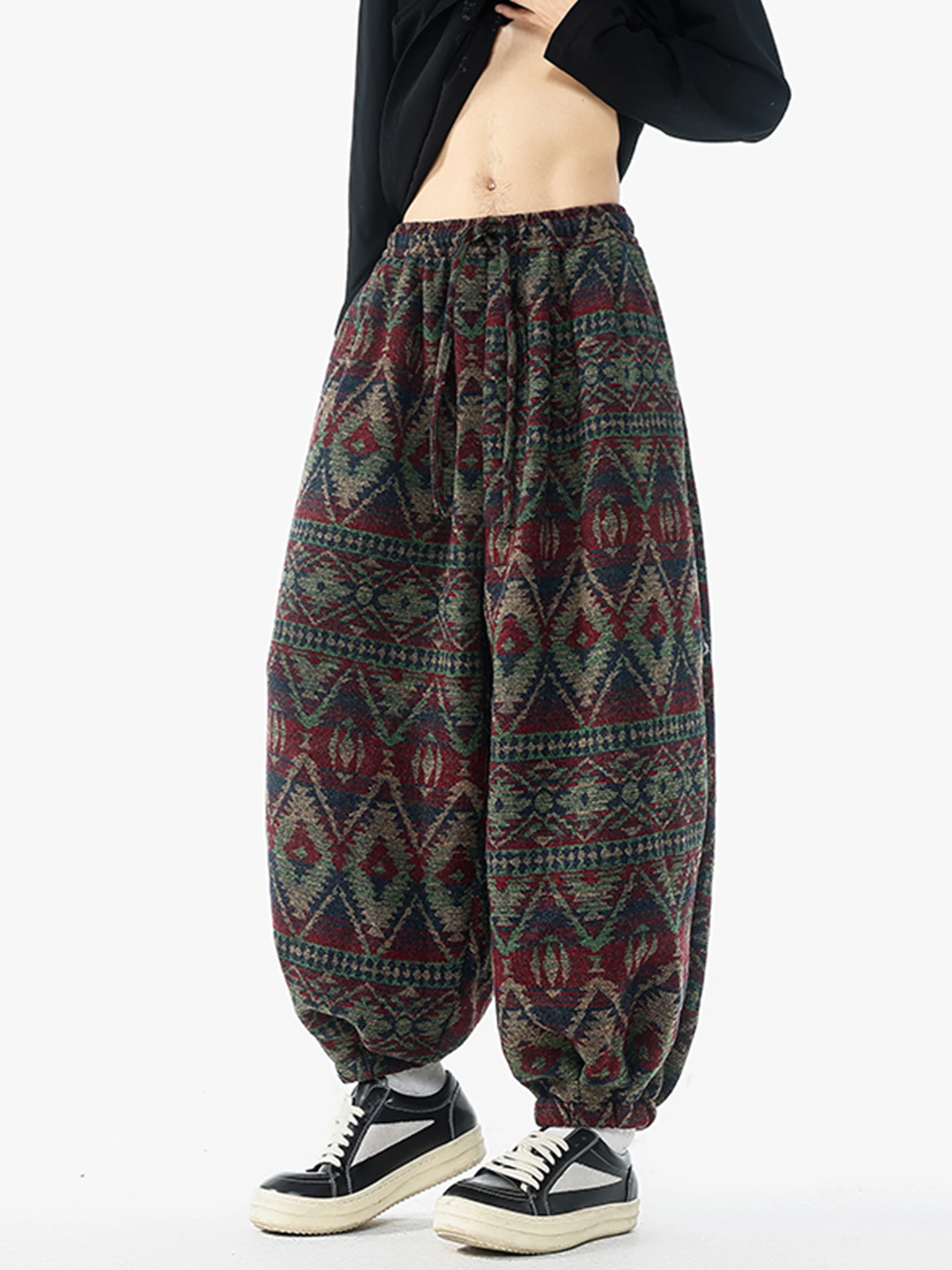 

Retro Printed Lantern Pants Men's Autumn Winter Loose Harlan New Chinese Sle Loose Footed Cabbage Pants Comfortable Soft Warm