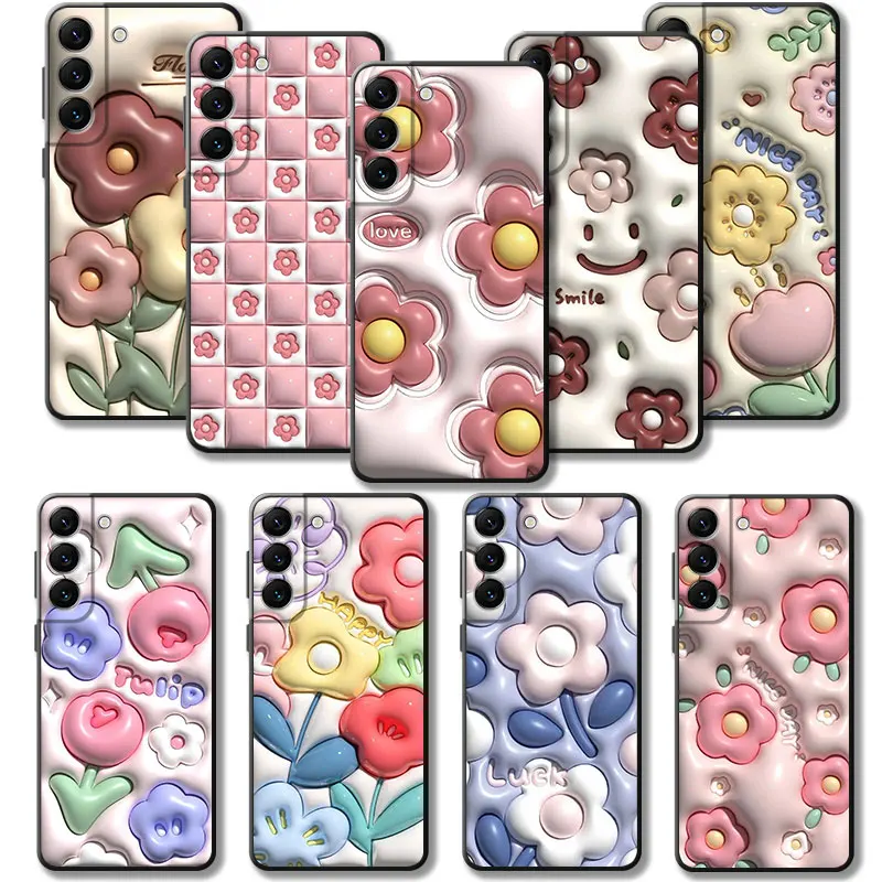 Sweer Luck Tulip Flower Smile 3D Vision Case For Samsung Galaxy S24 S23 S22 S21 S20 FE Ultra S10 Plus Note 20Ultra 10Plus