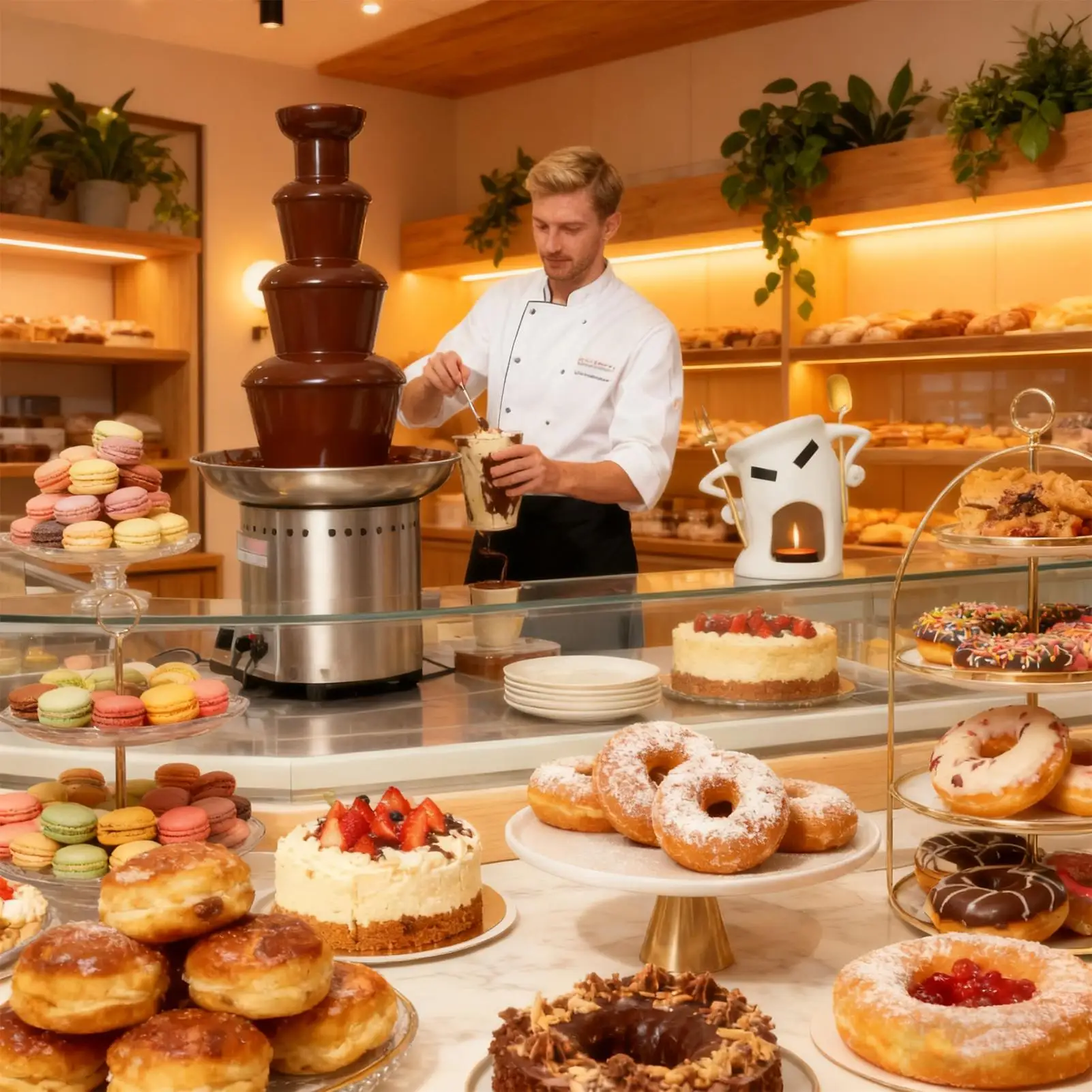 

Chocolate Fondue Mug Ceramic Melting Cheese Warmer Dessert Fondue Fork Spoon For Strawberries Biscuits Birthdays Parties Family