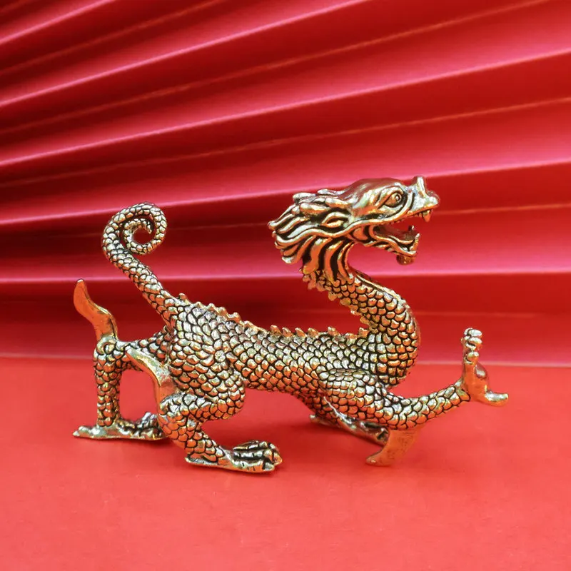 Brass Four Divine Beasts, Chinese-Style Gifts: Azure Dragon, White Tiger, Vermilion Bird, And Black Tortoise, Suitable For Study