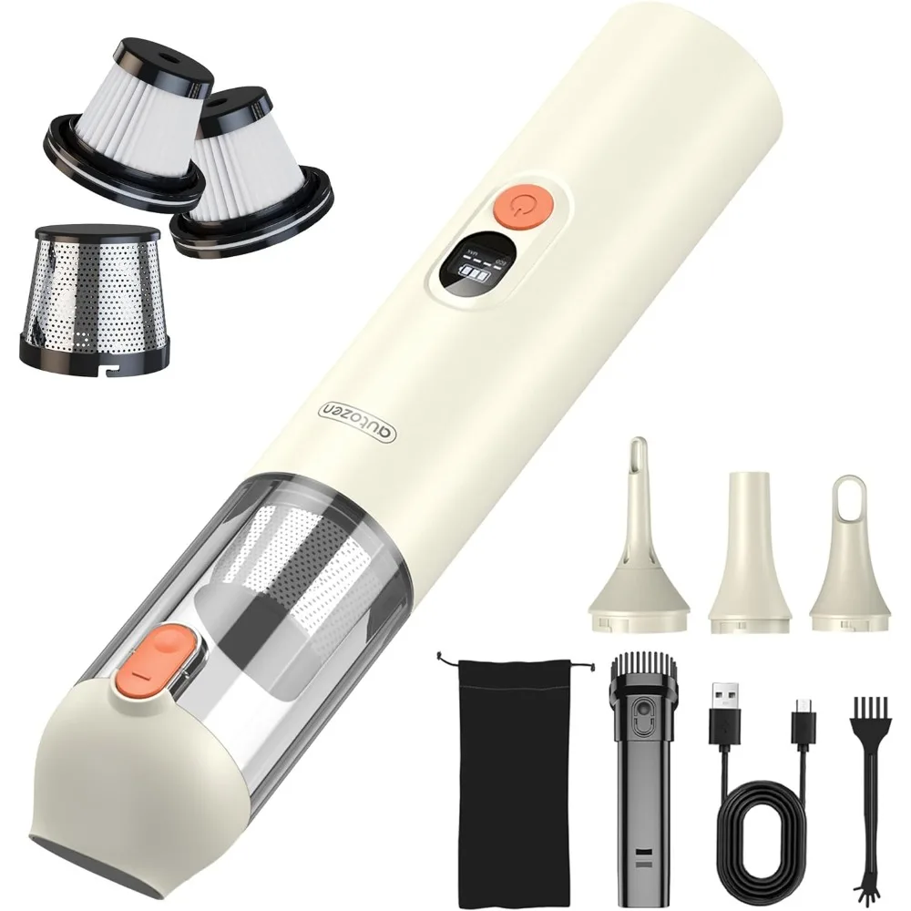 

Ручной беспроводной пылесос 15000 Па с мощным всасыванием, портативный автомобильный пылесос 4-в-1 со светодиодным дисплеем и подсветкой, несколько насадок для