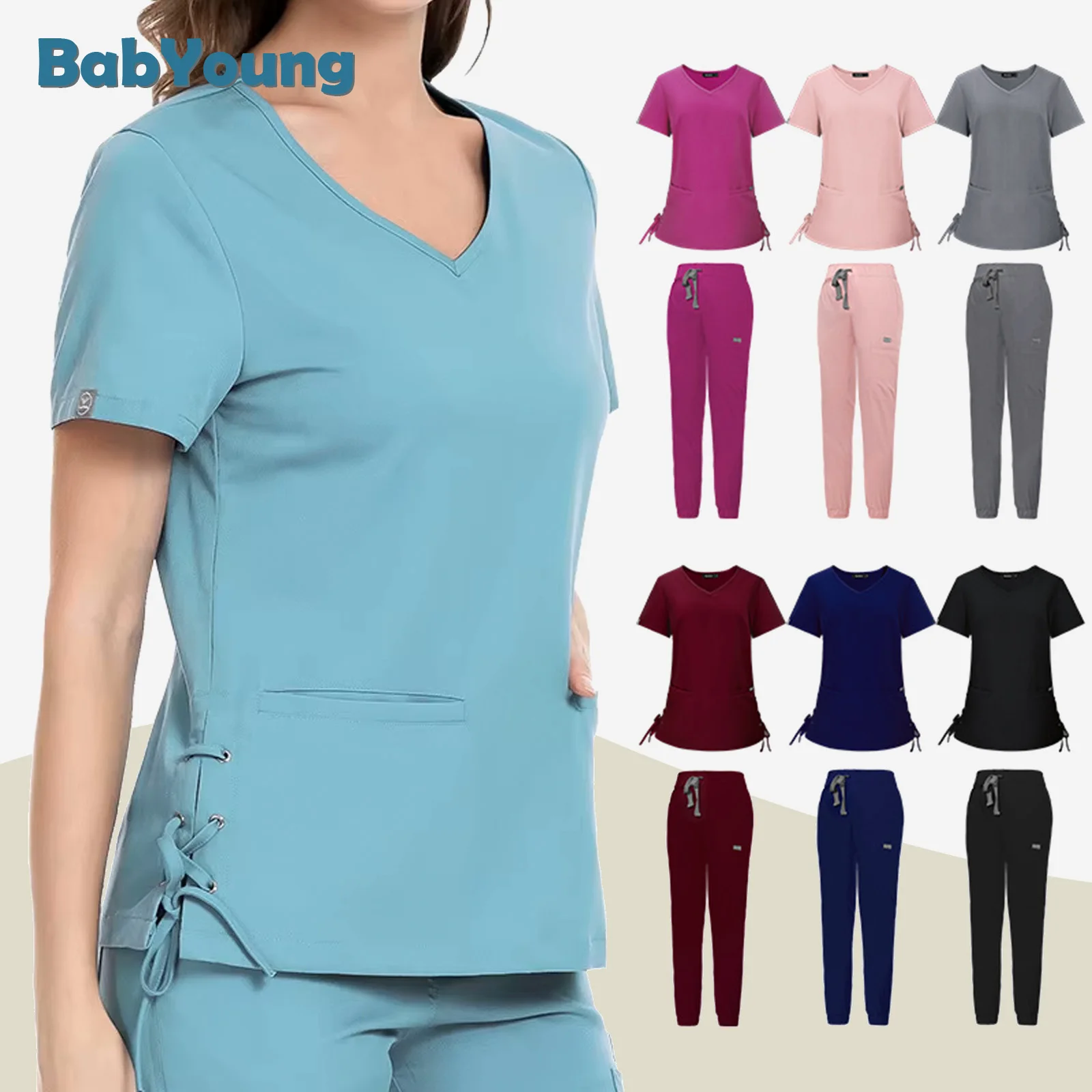 Large Size Short Sleeved V-Neck Fashionable Medical And Nursing Operating Room Split Set Beauty Salon