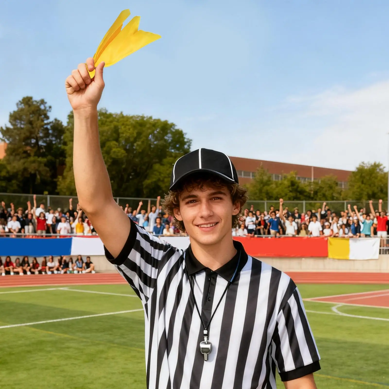 إكسسوارات الحكم للنساء مجموعة مريحة للتنفس مع قبعة العلم والصافرة علم عقوبة الحكم والصافرة للرجال والنساء