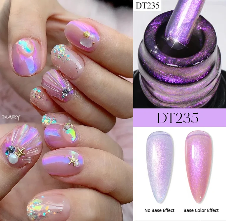 MEET ACROSS 7ml Auroras Glitter Top Coat Gel Nail Polish Spring Summer Nails Long Lasting Manicure Nail Art Function Gel Varnish