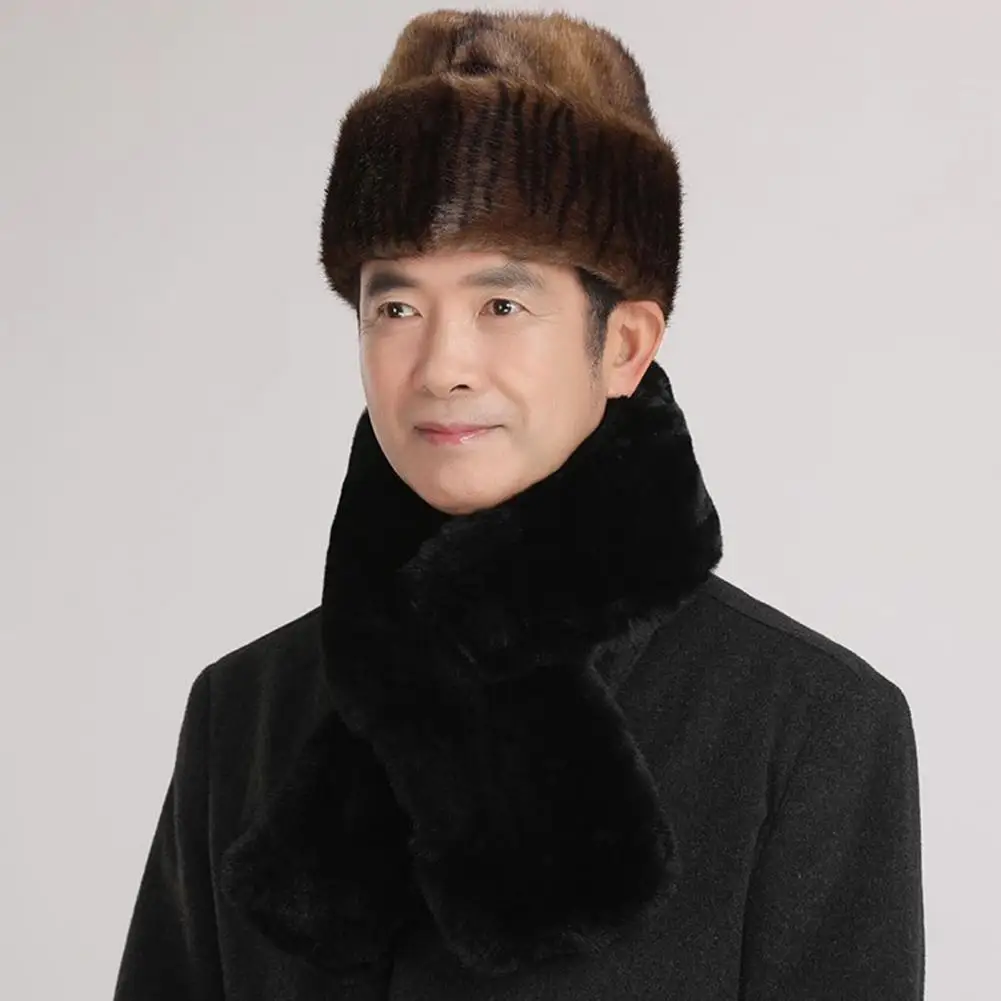 Winter Solid Color Hat Winter Men's Imitation Fur Hat Thickened Plush Coldproof Windproof Outdoor Fashion Accessory